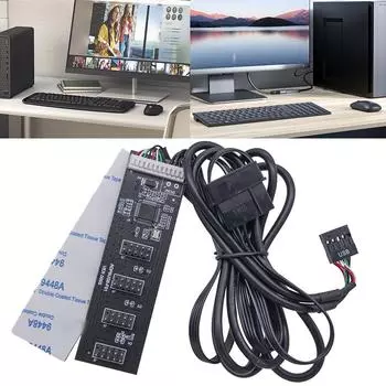 AU USB2.0 9pin Header Black USB 2.0 HUB Connector Adapter 9 Pin Connector Adapte