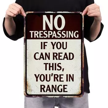 AU Vintage Metal Plate No Trespassing Rectangular Iron Painting Wall Decor 30x40