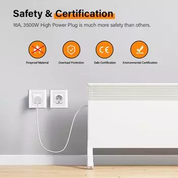 AUBESS EU WiFi Tuya Smart Plug 16A/20A Power Monitor Беспроводная розетка Smart Life работает с Alexa Google Home Яндекс Алиса EU Plug