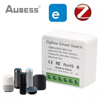 AUBESS EWeLink Zigbee 16A умный выключатель приложение голосовой пульт дистанционного управления беспроводной переключатель подходит для Alexa Google Home eWeLink Zigbee 16A