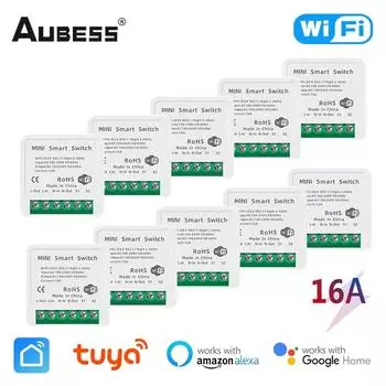 AUBESS Tuya 16A MINI Wifi Switch DIY 2-сторонний пульт дистанционного управления Таймер Реле Автоматизация для умной жизни для Alexa Google Home Alice