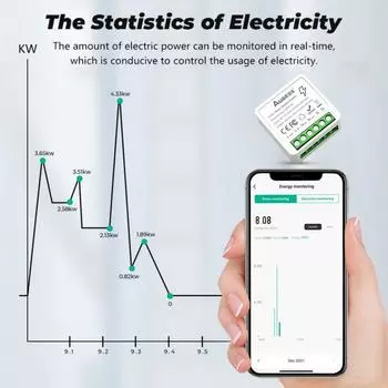 AUBESS Tuya WiFi MiNi Smart Switch с монитором энергопотребления DIY 16A 2-позиционный таймер управления беспроводной переключатель работает с Alexa Google Home