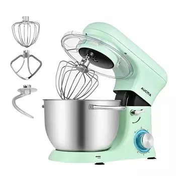 Aucma Stand Large 3 типа низких 6 скоростей домашний коммерческий тестомес многофункциональный пищевой настольный коммерческий миксер, емкость 4,5 л, насадки,