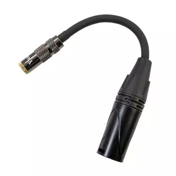 Audio Conversion Cable, XLR (4-pin) to 3.5mm Jack (Unbalanced), 10cm Long, Black
