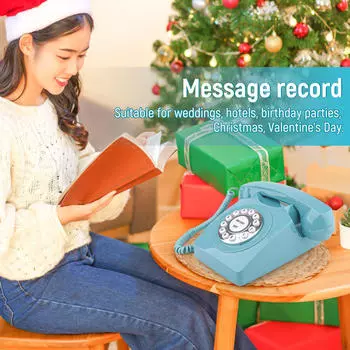 Аудио гостевая книга Свадебный телефон с вращающимся набором номера Гостевая книга на день рождения синий
