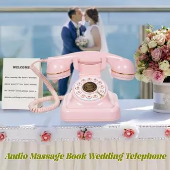 Аудио книга сообщений Голосовая запись Винтажный телефонный диктофон Свадебный телефон с голосовой почтой 8G розовый