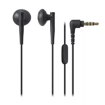 Audio Technica BK Earphones Wired with Microphone Black ATH-C200IS Semi-open