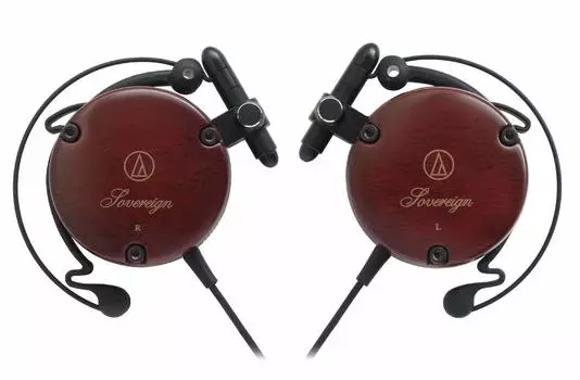 Audio Technica Headphones Wired Ear Hook Wood Housing Brown Small ATH-EW9 On-Ear