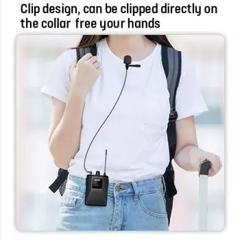 Аудио UHF беспроводной петличный микрофон с 30 выбираемыми каналами, радиус действия 50 м для записи интервью на камеру DSLR в реальном времени 01311 чёрный