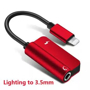 Аудиоадаптер 2 в 1, кабель для зарядки наушников для iPhone 11x7 8 plus, дополнительный кабель для освещения 3,5 мм к разветвителю наушников lighting+3.5MM чёрный