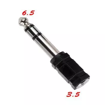 Аудиоадаптер с 3,5 мм на 6,5 мм: Переходник для наушников и микрофона «папа-мама» silver plated чёрный