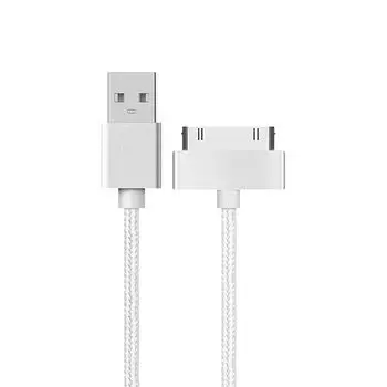 Аудиофильский кабель для передачи данных и зарядки, базовый USB-кабель для зарядки/передачи данных, совместимый с iPhone 4/4S/i-Pod/i-Pad, 1,0 м, серебристый