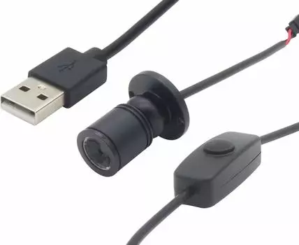 Аудиофильский небольшой прожектор с питанием от USB, разъем USB типа A, цветная светодиодная лампочка, витринное освещение, регулировка угла подсветки, регулировка света, черный, 2 м