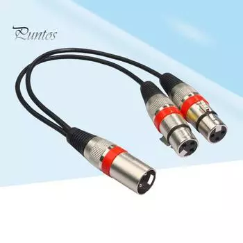 Аудиокабель 30 см с защитой от намотки, сбалансированная передача, цинковый сплав, 2 в 1, XLR-папа на XLR-мама, аудиоудлинитель для звуковой консоли красный