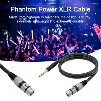 Аудиокабель 6,35 мм TRS - XLR, стабильная передача, помехоустойчивый, универсальный аудиокабель с позолоченным разъемом 3M чёрный