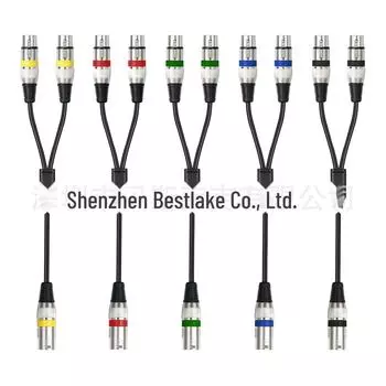 Аудиокабель 6 мм с двойным экранированием, 3-жильный XLR-штекер - двойной XLR-гнездо, 0,5 м 50cm синий