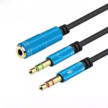 Аудиокабель-адаптер 3,5 мм: Преобразователь «один в два» для подключения ПК, ноутбука, наушников, микрофона 0.33m серебряный