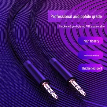 Аудиокабель Aux с разъемом «папа-папа» 3,5 мм для автомобиля, гарнитуры, мобильного телефона, динамика или AV-выхода. 0.5 m серебряный серый