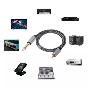 Аудиокабель RCA 1/2/3 м на 6,35 мм с позолоченным разъемом, четвертьдюймовый кабель Female 2M