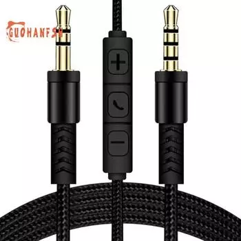 Аудиокабель с разъемом 3,5 мм, вспомогательный кабель 1,2 м, регулятор громкости с микрофоном для iPhone для iPad, электроника чёрный