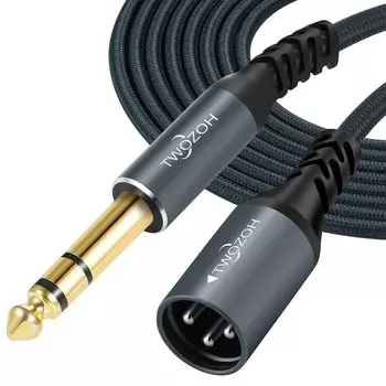 Аудиокабель Twozoh Jack to XLR Male 3 Pin, плетеный, XLR Male to TRS, стерео гитарный кабель 6,35 мм, 0,3 м, 1/4 (Профессионал/Hi-Fi)