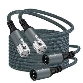 Аудиокабель Twozoh XLR «папа-мама», плетеный, сбалансированный, 3-контактный XLR, микрофонный кабель. Доступен соответствующий счет-фактура 0,3 м, 2 шт., (Профессионал/Hi-Fi)
