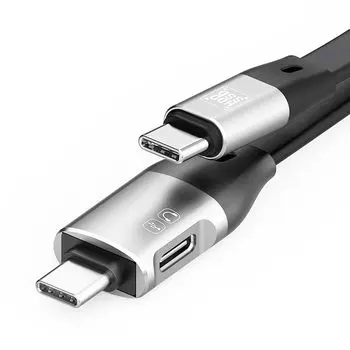 Аудиокабель WHQ OTG-кабель для порта расширения 10 Гбит/с, высокоскоростная передача данных PD 60 Вт, быстрая зарядка, жесткий диск, твердотельный накопитель, совместимый с MacBook iPad Pro Galaxy 20 см, тип C серый