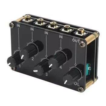 Аудиомикшер 4 входа 1 выход Мини-консоль звуковой платы Портативный пассивный стерео аудиомикшер