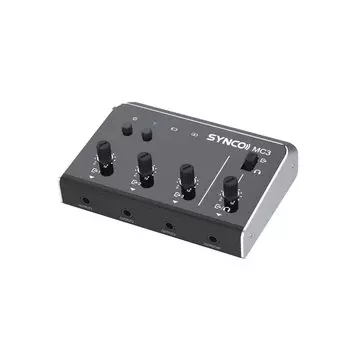 Аудиомикшер SYNCO 4-канальный Мини-стереомикшер Аудиоинтерфейс для распространения Совместимость с плеером Возможен беспроводной аудиовход Bluetooth