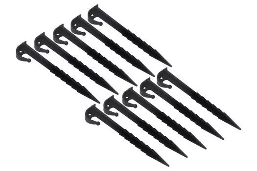 Audiophile Plastic Peg Tent Tarp Camping Black Ideal for Sand and Soil Sites Super Strong Pegs that Can withstand Sand Sites Set of 10 14.5cm