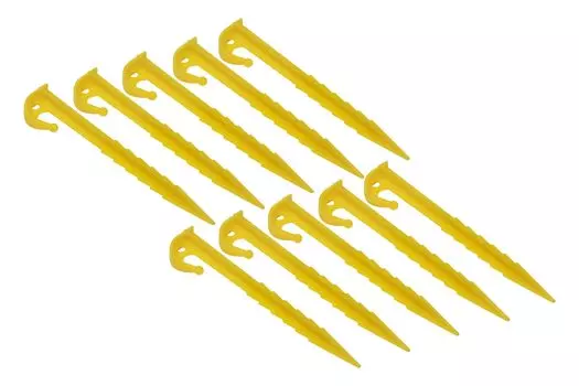 Audiophile Plastic Peg Tent Tarp Camping Yellow Ideal for Sand and Soil Sites Super Strong Pegs That Can withstand Sand Sites 10 Piece Set 14.5cm