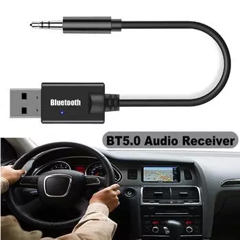 Аудиоприемник Bluetooth USB-ключ с разъемом 3,5 мм Автомобильный аудио Aux Wireless 5,0 Комплект громкой связи для автомобильного MP3-плеера Аудио передатчик