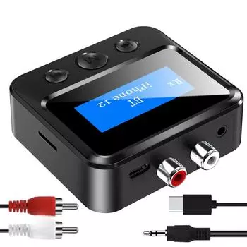 Аудиоприемник и передатчик Bluetooth 5.0 с ЖК-дисплеем и MP3-плеером с поддержкой TF-карт. C39s, USB, 3.5mm, Plug and Play