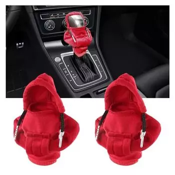 Augeny 2 Pieces Car Gear Shift Knob Hoodie, Fashionable Hooded Shirt, Auto Gear Shift Cover Mini Sweater (Red)