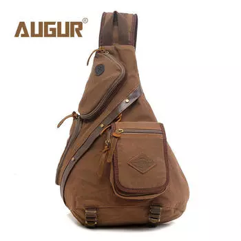AUGUR Мужская нагрудная сумка-рюкзак винтажная сумка-саквояж на одно плечо холщовый мужской рюкзак Knapack Bolsas Male кофейный
