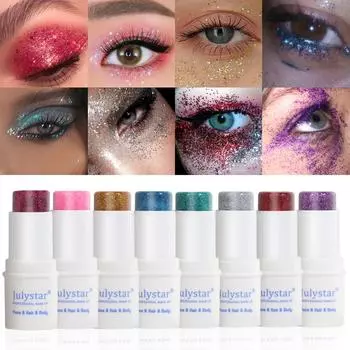 Augustar Тени для век Палка для тела с блестками для губ, осветляющие женский макияж, 8 цветов, женская косметика, портативная и долговечная окраска 01