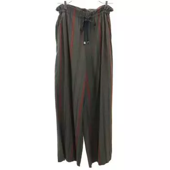 AULA made in Japan Striped Pattern Long pants Brown Waist rubber Women Used