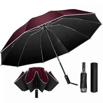 AULIFLOWER складной большой 10 автоматический реверс складной складной сильный ветроустойчивый супер водонепроницаемый защищает от дождя полностью теплоизоляция