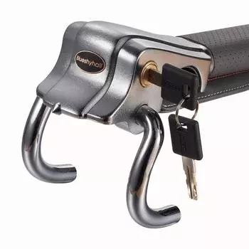 AuMoHall Складной замок на руль автомобиля, противоугонное устройство, дополнительная защита, три направления, с молотком безопасности серый