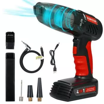 Aumotop 4 в 1 Автомобильный пылесос Портативный надувной пылесос 5500pa Ручной пылесос чёрный