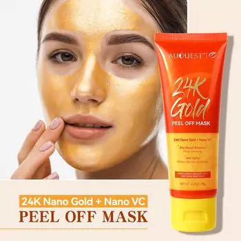 AUQUEST 24-каратная золотая маска для лица, маска для лица с витамином С, разглаживающая, глубоко очищающая, с гиалуроновой кислотой, увлажняющий уход за кожей красный