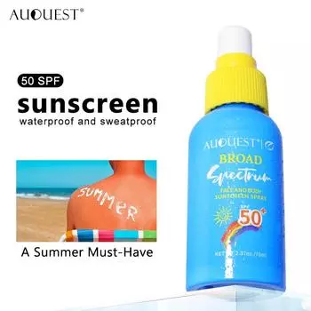 AUQUEST Солнцезащитный крем SPF50 Увлажняющий осветляющий лосьон Солнцезащитный крем для лица Водонепроницаемый УФ-протектор Уход за кожей лица синий