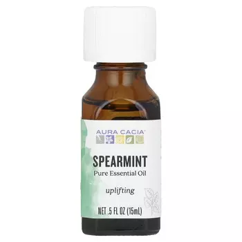 Aura Cacia, 100% Pure Essential Oil, Spearmint, Animating, 0.5 fl oz (15 ml)