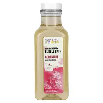 Aura Cacia, ароматерапевтическая пена для ванны, успокаивающая герань, 13 жидких унций (384 мл)