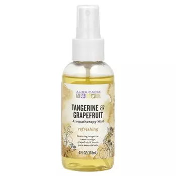 Aura Cacia, ароматерапевтический спрей для комнаты и тела, освежающий мандарин и грейпфрут, 4 жидких унции (118 мл)