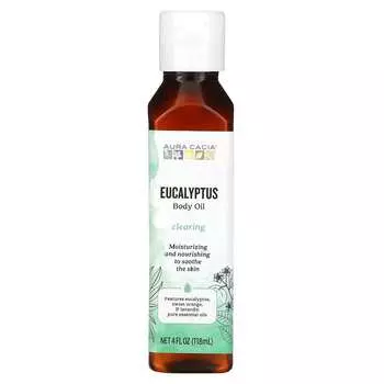 Aura Cacia, Ароматерапевтическое масло для тела, очищающий эвкалипт, 4 жидких унции (118 мл)