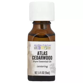 Aura Cacia, чистое эфирное масло, атласский кедр, 0,5 жидких унций (15 мл)