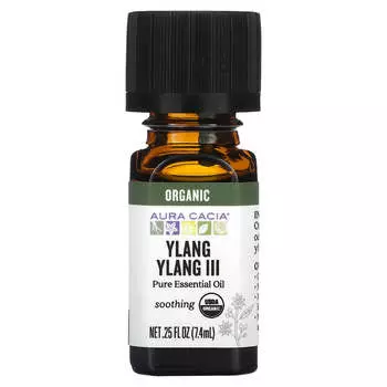 Aura Cacia, чистое эфирное масло, иланг-иланг III, 0,25 жидких унций (7,4 мл)