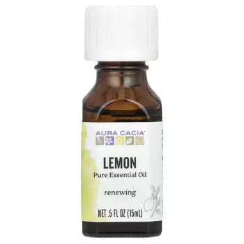 Aura Cacia, Чистое эфирное масло, лимон, 0,5 жидк. унции (15 мл)
