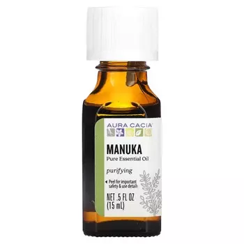 Aura Cacia, чистое эфирное масло, манука, 0,5 жидких унций (15 мл)